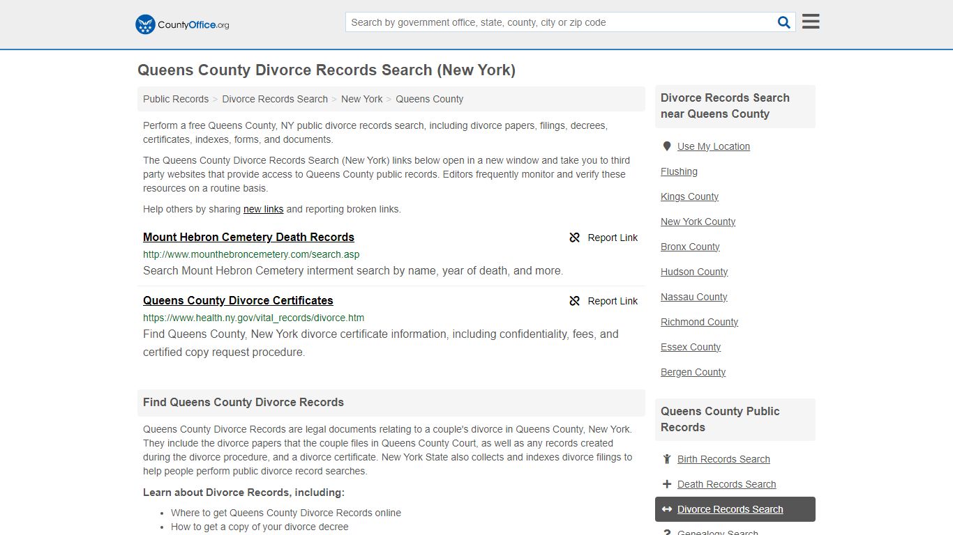 Queens County Divorce Records Search (New York) - County Office