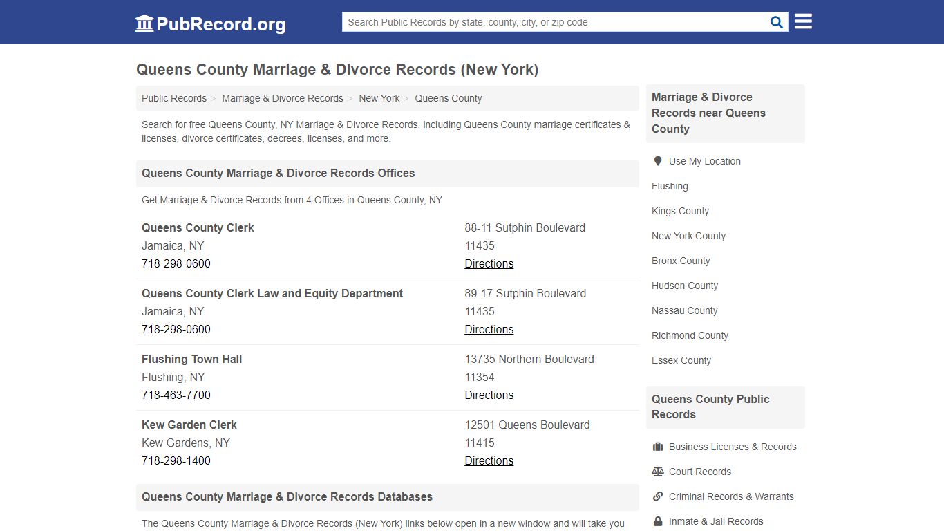 Queens County Marriage & Divorce Records (New York)